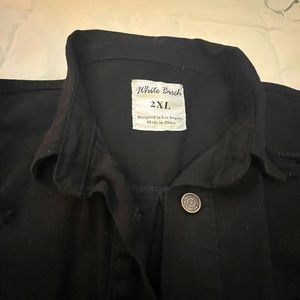 Black oversized denim button up